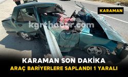 Mut Yolunda Feci Kaza! Araç Bariyerlere Saplandı 1 Yaralı