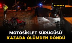 Otomobil ile çarpışan motosiklet şarampole savruldu: 1 yaralı