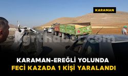 Traktör römorkuna arkadan çarpan hafif ticari araç devrildi: 1 yaralı