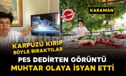 Karaman'da pes dedirten görüntü: karpuzu yumruklayıp yediler, artıklarını kamelyada bıraktılar