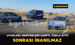Karaman'da Takla Atan Araçtan Burnu Bile Kanamadan Çıktı