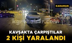 Kavşakta iki otomobil çarpıştı: 2 yaralı