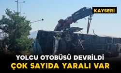 Kayseri’de yolcu otobüsü devrildi: Çok sayıda yaralı var