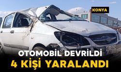 Konya’da devrilen otomobildeki 4 kişi yaralandı