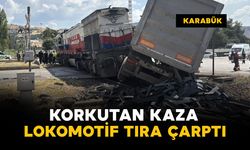 Lokomotif tıra çarptı