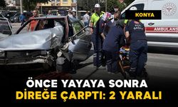 Önce yayaya ardından sinyalizasyon direğine çarptı: 2 yaralı
