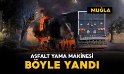 Asfalt yama makinesi böyle yandı