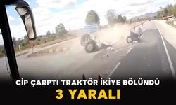 Cip Çarptı, Traktör İkiye Bölündü: 3 Yaralı