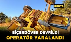 Devrilen biçerdöverin operatörü yaralandı