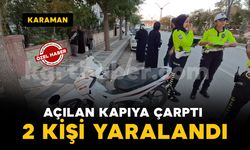 Karaman'da açılan otomobil kapısına çarpan motosiklet devrildi: 2 yaralı