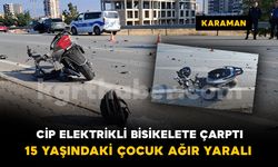 Karaman'da cip elektrikli bisiklete çarptı: 15 yaşındaki sürücü ağır yaralandı