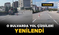 Karaman'da o bulvarda yol çizgileri yenilendi