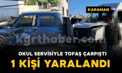 Karaman'da okul servisi ile otomobil çarpıştı: 1 kişi yaralı