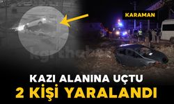 Karaman’da otomobil inşaatın kazı alanına uçtu: 2 yaralı