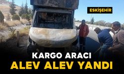 Kargo aracı alev alev yandı