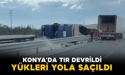 Kontrolden çıkan tır devrildi, yükü yola saçıldı