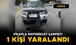 Konya'da pikap ile motosiklet çarpıştı: 1 yaralı