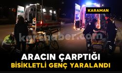 Plakası belirlenemeyen aracın çarptığı bisikletli genç yaralandı