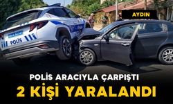 Polis aracıyla otomobil çarpıştı: 2 yaralı