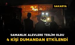 Samanlık alevlere teslim oldu: 4 kişi dumandan etkilendi