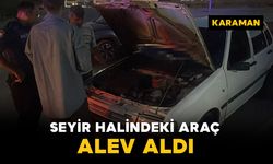 Seyir halindeki otomobil motor kısmından alev aldı