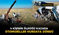 Afyonkarahisar'da 4 kişinin öldüğü kazada otomobiller hurdaya döndü