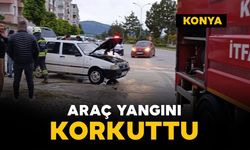 Beyşehir'de korkutan araç yangını
