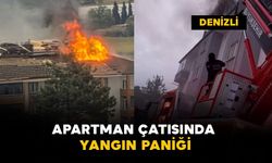 Denizli'de apartman çatısında yangın paniği