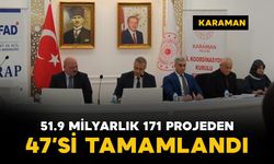 Karaman'da 51.9 milyarlık 171 projeden 47'si tamamlandı