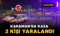 Karaman'da kavşakta çarpışan otomobillerden biri bariyerlere çarparak durabildi: 2 yaralı