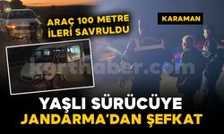 Karaman'da kavşakta kaza ucuz atlatıldı: Yaşlı sürücüye jandarma şefkati