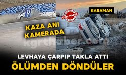 Karaman'da kontrolden çıkan otomobilin takla attığı kaza kamerada: 1 yaralı