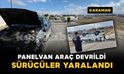 Karaman'da otomobille çarpışan panelvan devrildi: 2 sürücü yaralı