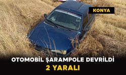 Konya’da otomobil şarampole devrildi: 2 yaralı