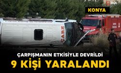 Konya'da otomobille servis minibüsü çarpıştı: 9 yaralı