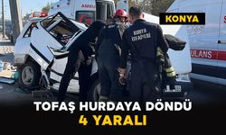 Konya’da Tofaş refüje çarptı: 4 kişi yaralandı