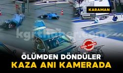 Karaman’da motosikletin minibüsün altına girdiği kaza kamerada: 1 yaralı