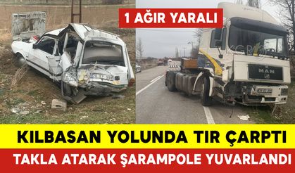 Tır Arkadan Çarptı Otomobil Takla Attı: 1 Ağır Yaralı