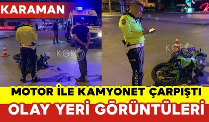 Karaman'da Kamyonet ile Motosiklet Çarpıştı: Foto Galeri