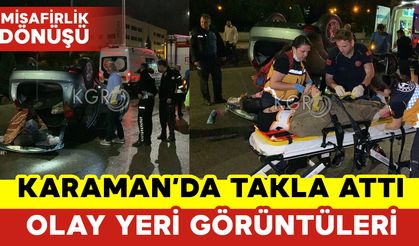 Karaman'da Otomobil Takla Attı Olay Yeri Görüntüleri