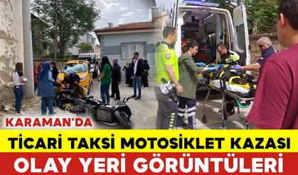 Ticari Taksi ile Motosiklet Çarpıştı OLAY YERİ GÖRÜNTÜLERİ