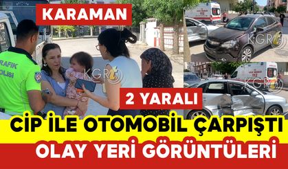 Karaman'da Cip ile Otomobil Çarpıştı: 2 Yaralı