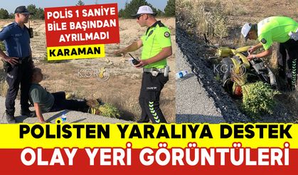 Karaman'da Polisten Yaralı Adama Destek