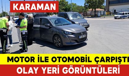 Motor ile Otomobil Çarpıştı: Olay Yeri Görüntüleri