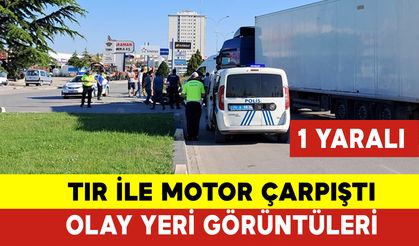 Tır ile Motor Çarpıştı: 1 Yaralı