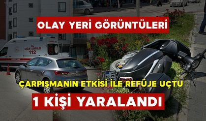 Motosikletin Orta Refüje Uçtuğu Kazanın Olay Yeri Görüntüleri