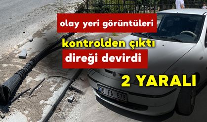 Karaman'da otomobil aydınlatma direğine çarptı: 2 yaralı