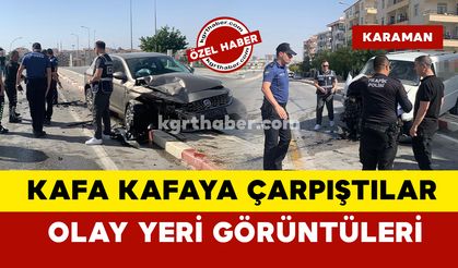 Karaman'da transporter minibüsle otomobil çarpıştı: olay yeri görüntüleri