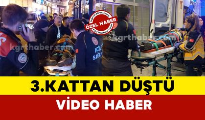 (VİDEO EKLENDİ) Karaman’da 3.kattan düşen genç adam hastanelik oldu