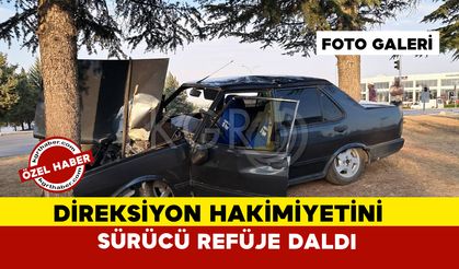 Direksiyon Hakimiyetini Kaybeden Sürücü Refüje Daldı